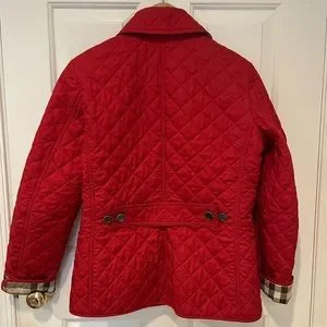 BURBERRY100%毛　レディースジャケットサイズ:M 赤色 Vintage BURBERRYS Bomber Jacket Red Women's Band Collar Size